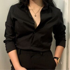Zara, Black Slim Fit Button-up Shirt